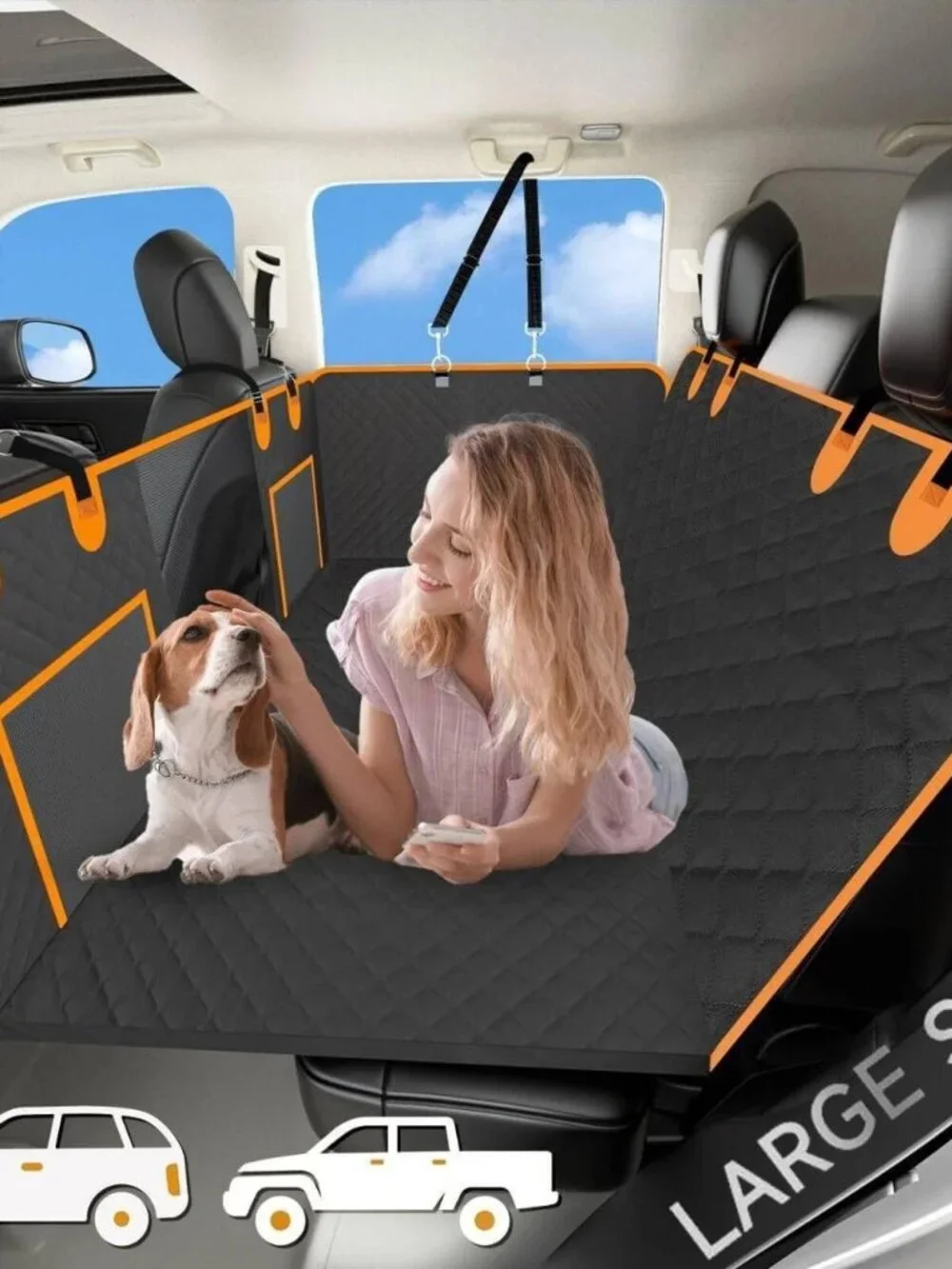 Back Seat Extender for Dogs, Dog Car Seat Cover for Back Seat with Waterproof L